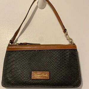Dooney & Bourke Cara Black and Brown Python Embossed Leather Wristlet